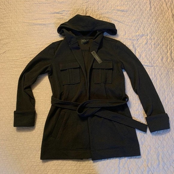 𝅺bobiblack black hooded textured jacket Size M - Picture 2 of 10